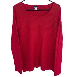 Vibrant Red Long Sleeve Ribbed Top